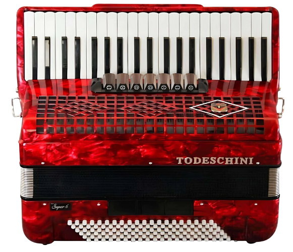 Acordeon 120 Baixos Todeschini Vermelha 41 Teclas com Bag