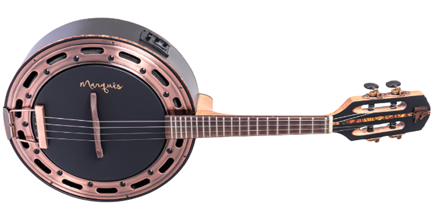 Banjo Eletroacústico Marquês BAJ-221BKSEQ Preto-Rosé Fosco