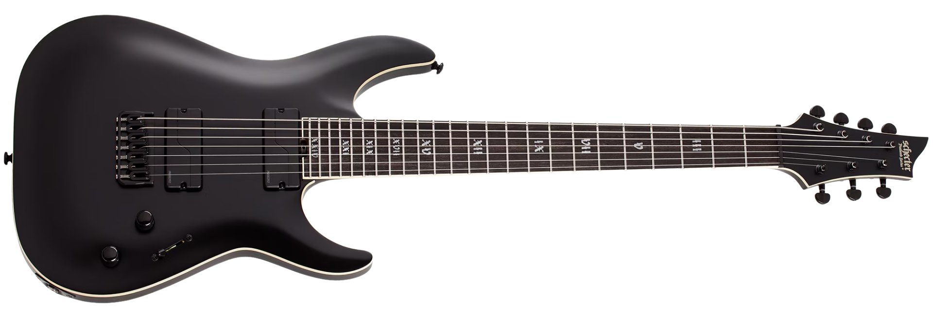 Guitarra Schecter C-7 SLS Elite Evil Twin SHC Satin Black 7 Cordas