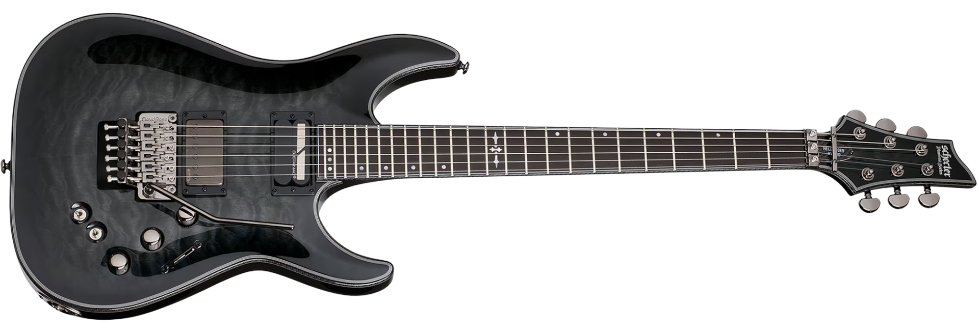 Guitarra Schecter Hellraiser Hybrid C-1 FR-S TBB Trans Black Burst com EMG 57 Sustainiac e Floyd Rose 1500
