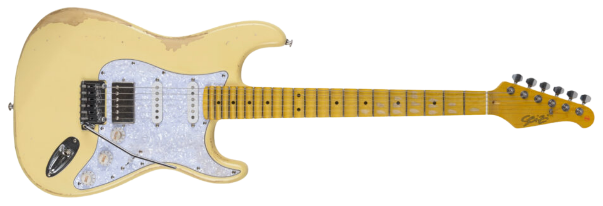 Guitarra Seizi Vintage Budokan HSS Ozielzinho Rising Sun Relic Cream