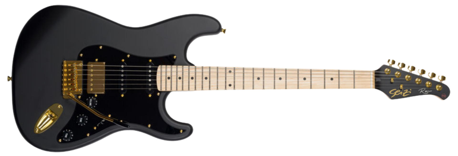 Guitarra Seizi Vintage Budokan HSS Reinaldo Meirelles Satin Black Gold