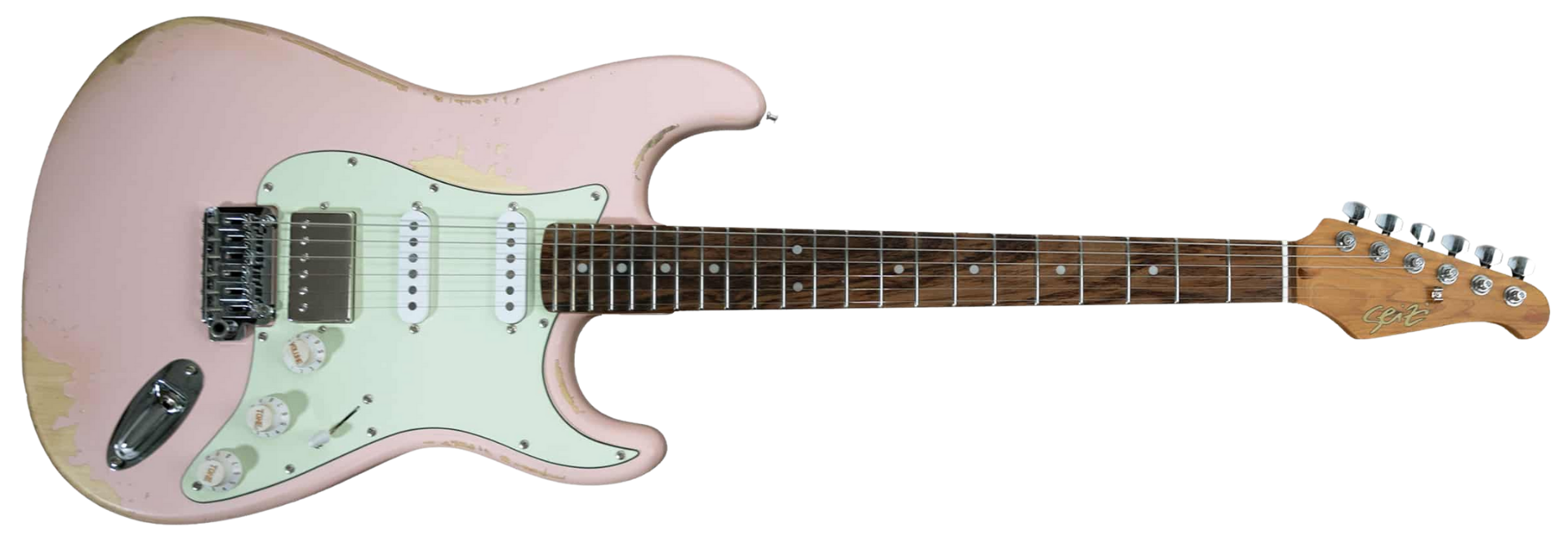 Guitarra Seizi Vintage Budokan HSS Relic Shell Pink