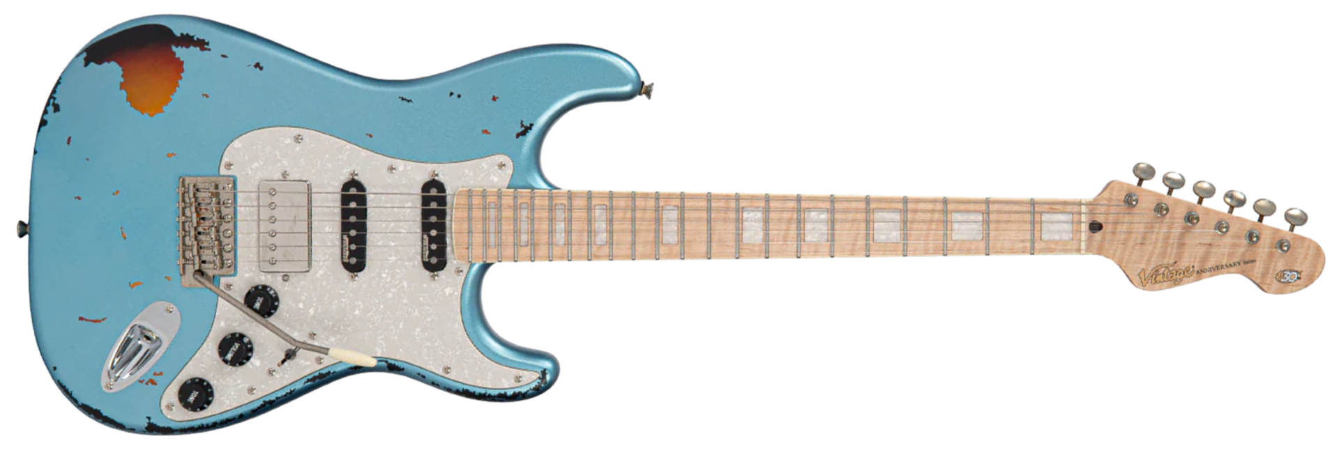 Guitarra Vintage 30th Anniversary V6 Gun Hill Blue