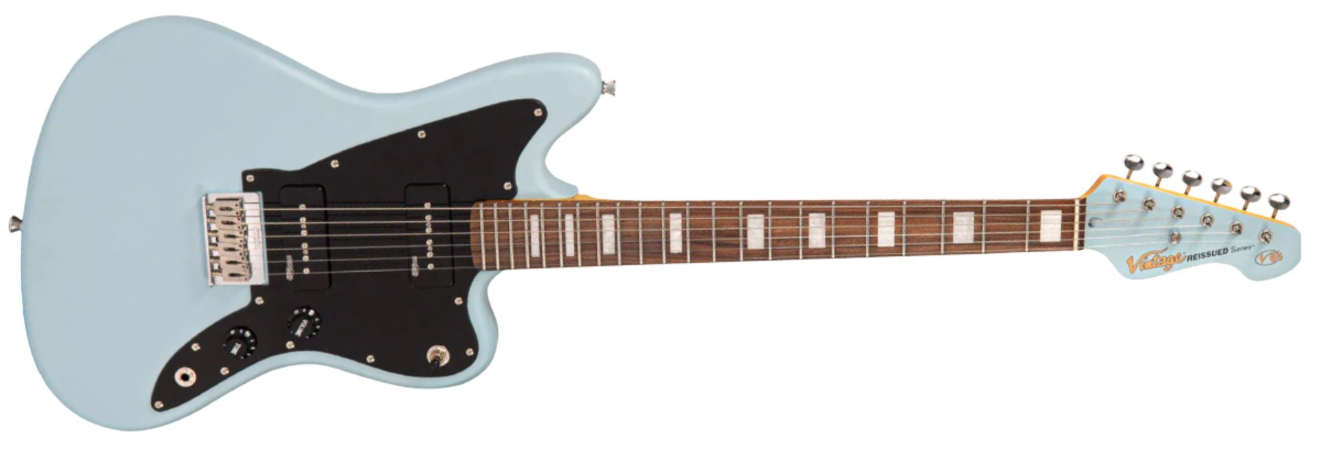 Guitarra Vintage Reissued V65HBL Jaguar Hardtail Satin Blue