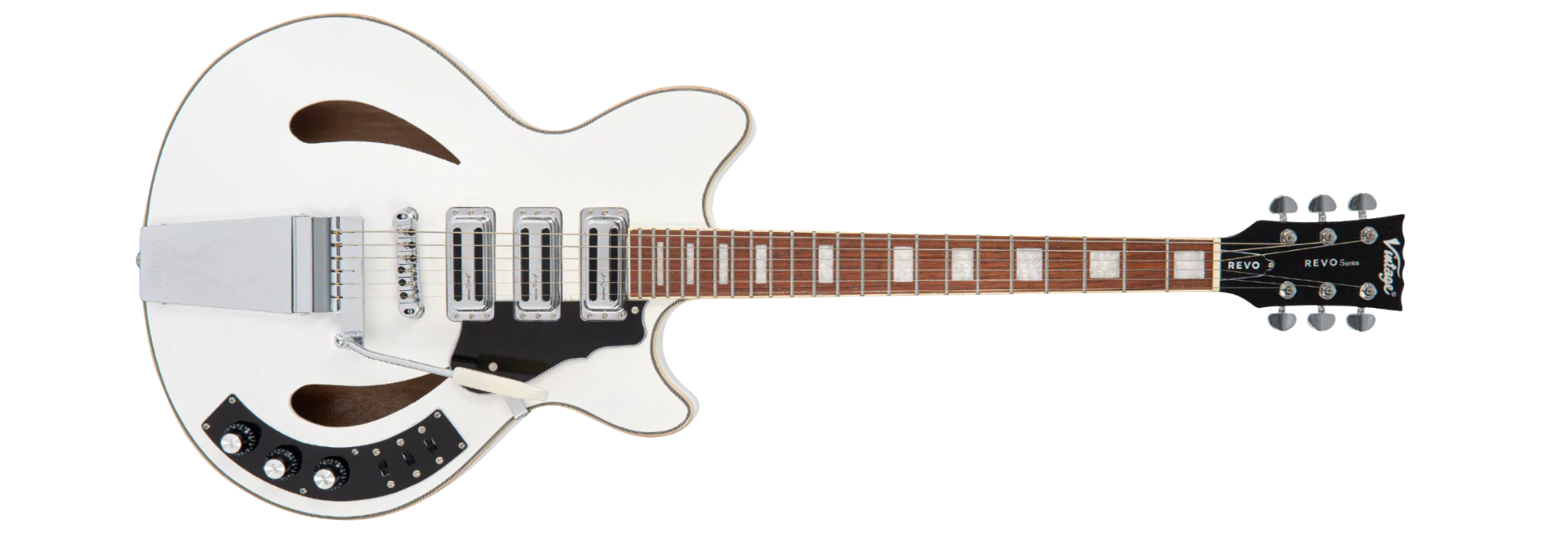 Guitarra Semiacústica Vintage Revo VRS-550 AW Custom Supreme Arctic White