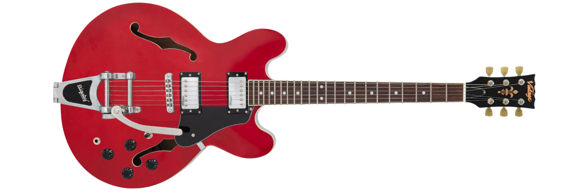 Guitarra Semiacústica Vintage VSA500B Reissued Cherry Red com Bigsby