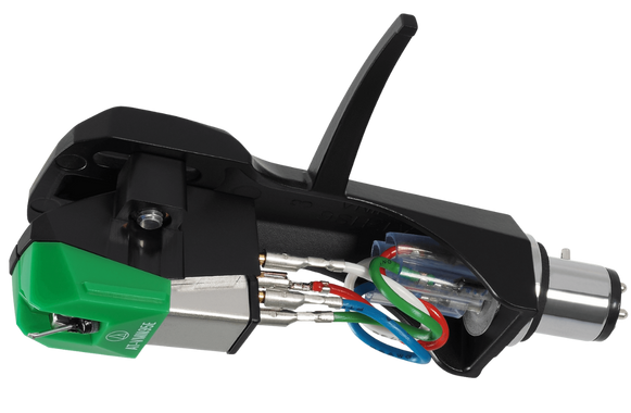 Kit Cápsula Audio-Technica AT-VM95E/H com Agulha Elíptica Verde 0.3 x 0.7 mil e Cabeçote AT-HS6BK