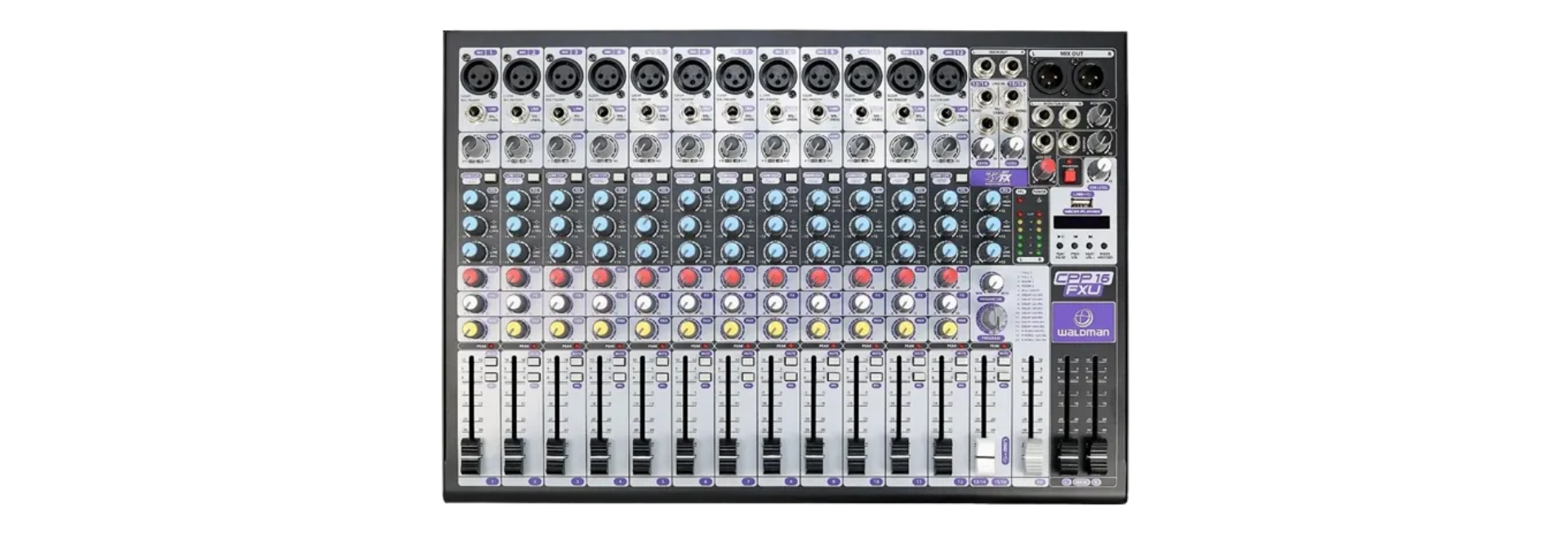 Mesa de Som Waldman CPP-16FXU 16 Canais (12 XLR) com Efeitos e USB