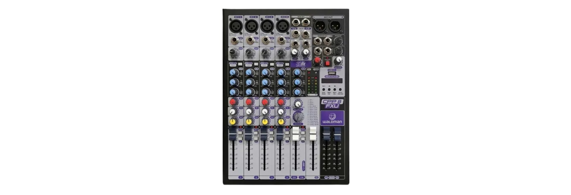 Mesa de Som Waldman CPP-8FXU 8 Canais (4 XLR) com Efeitos e USB