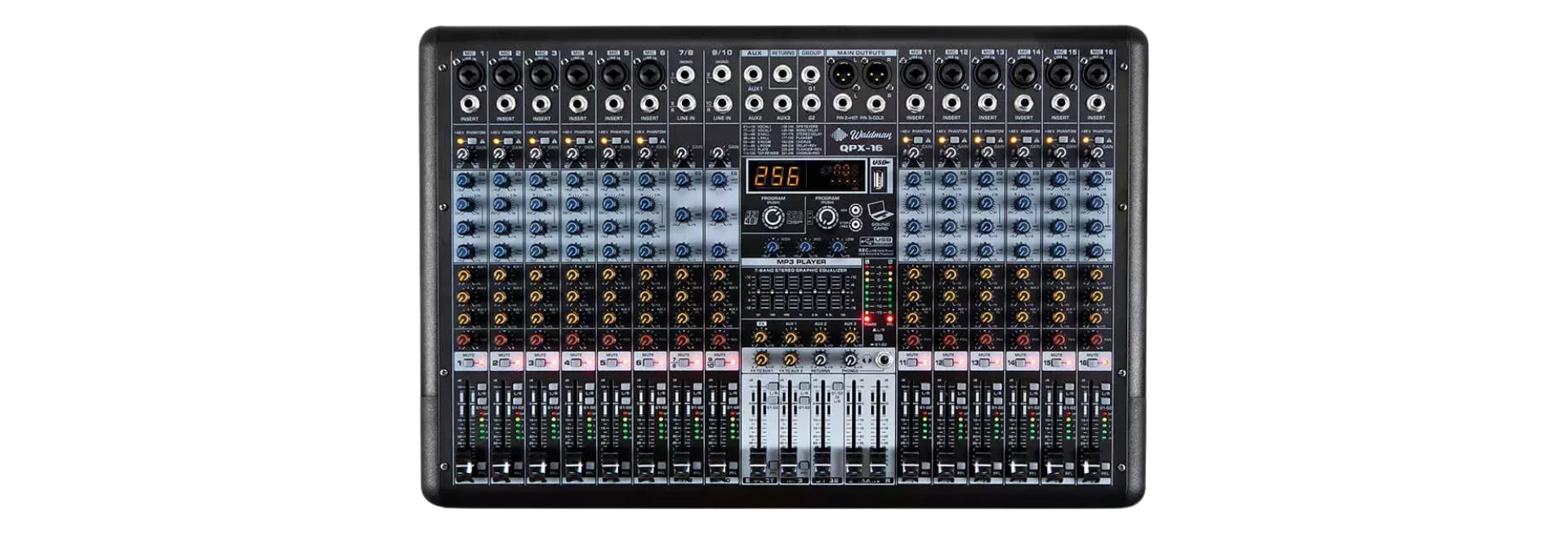 Mesa de Som Waldman QPX-16 16 Canais Profissional com USB e Bluetooth