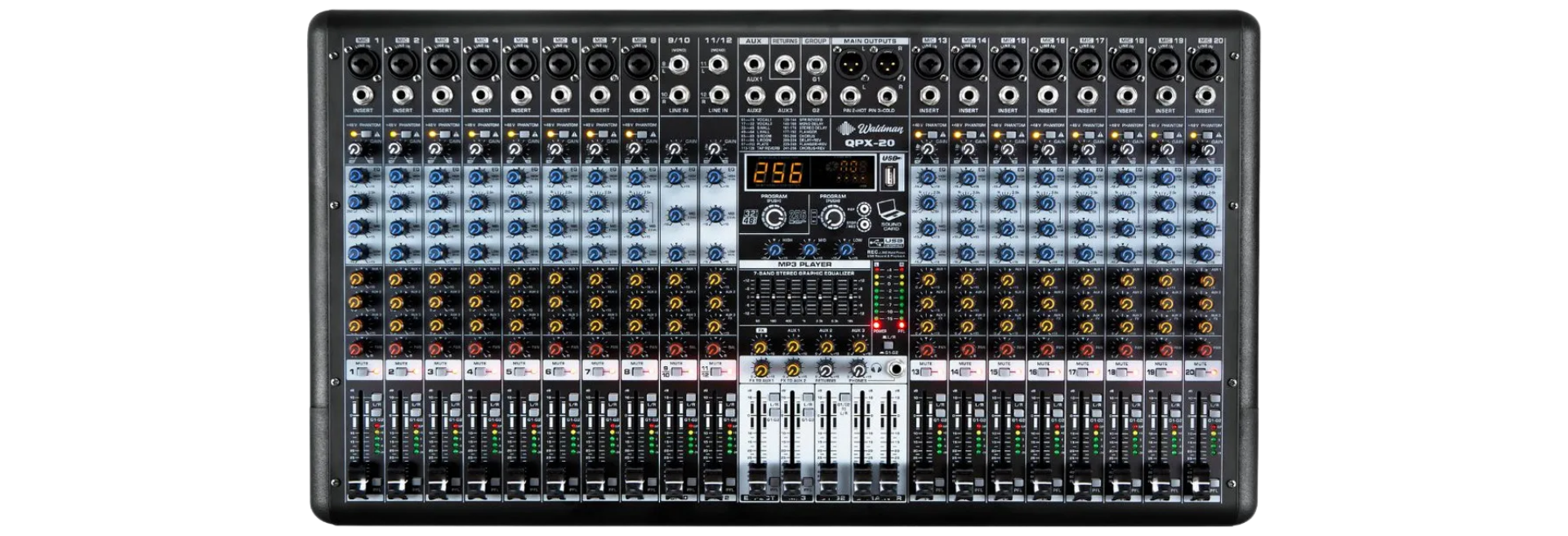 Mesa de Som Waldman QPX-20 20 Canais Profissional com USB e Bluetooth