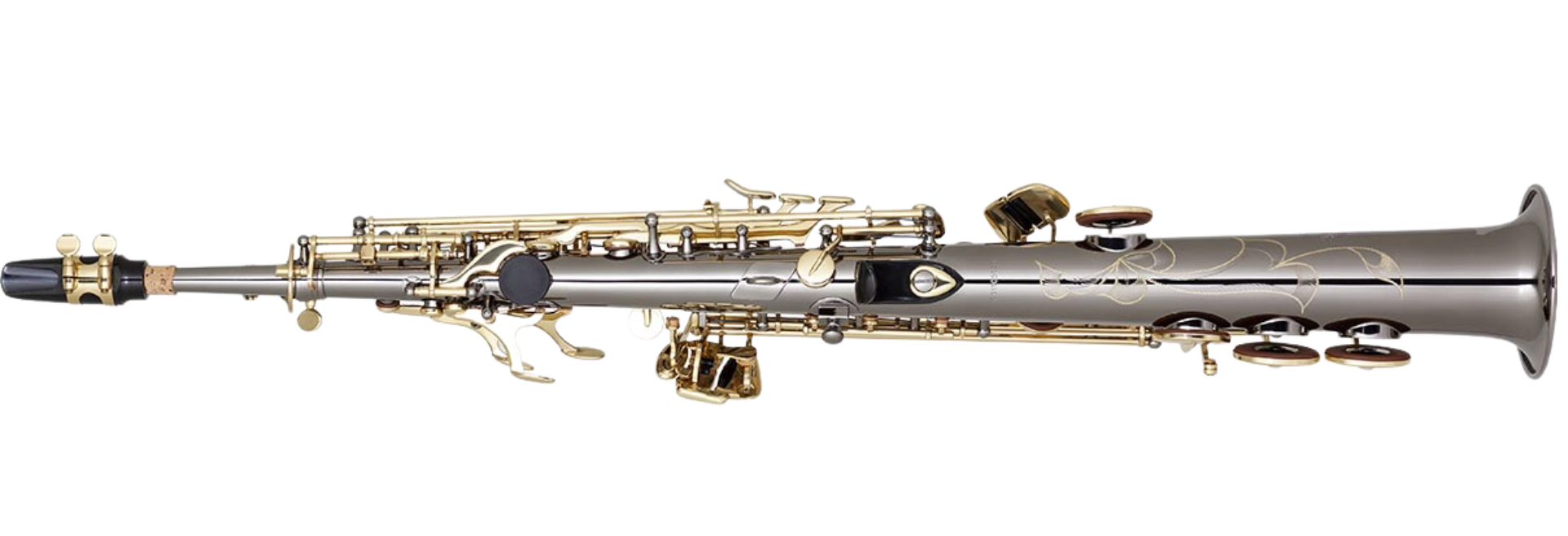 Saxofone Soprano Ônix Chaves Douradas