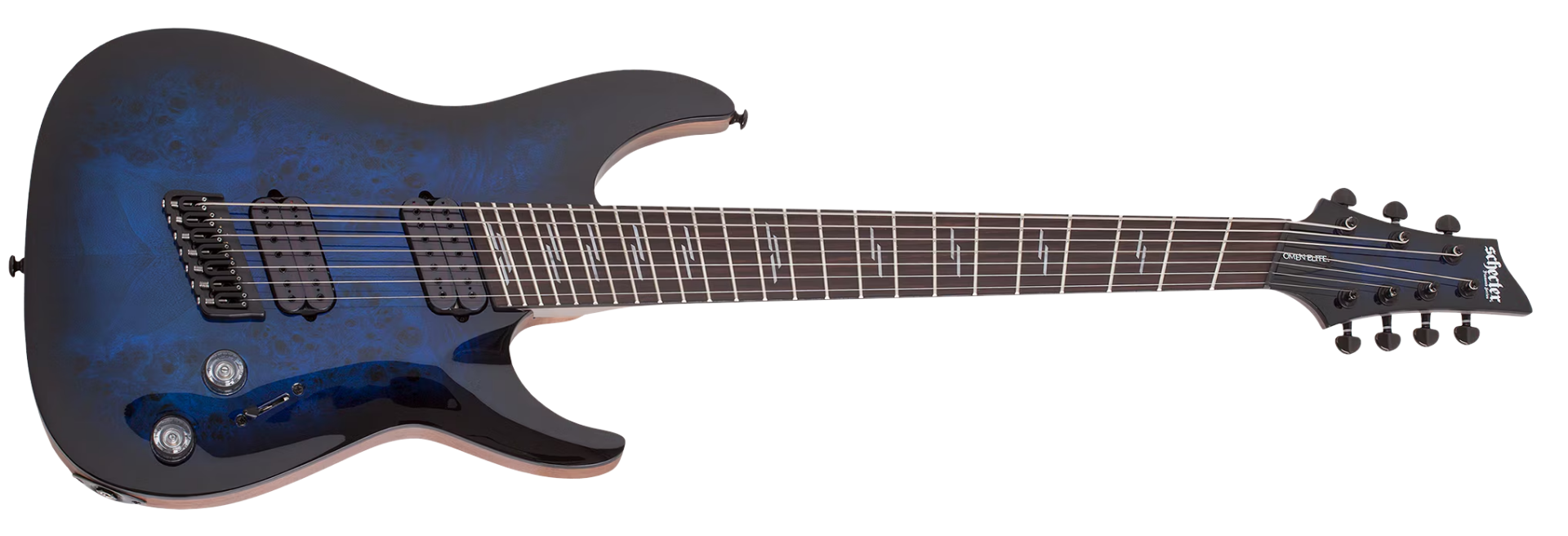 Schecter Omen Elite-7 MS See-Thru Blue Burst