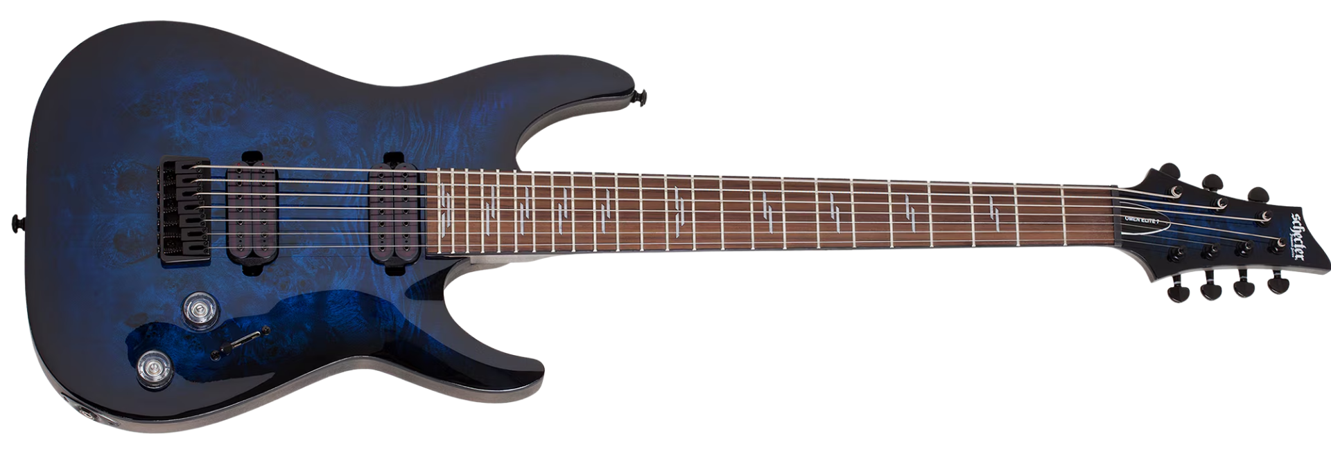 Schecter Omen Elite-7 See Thru Blue Burst