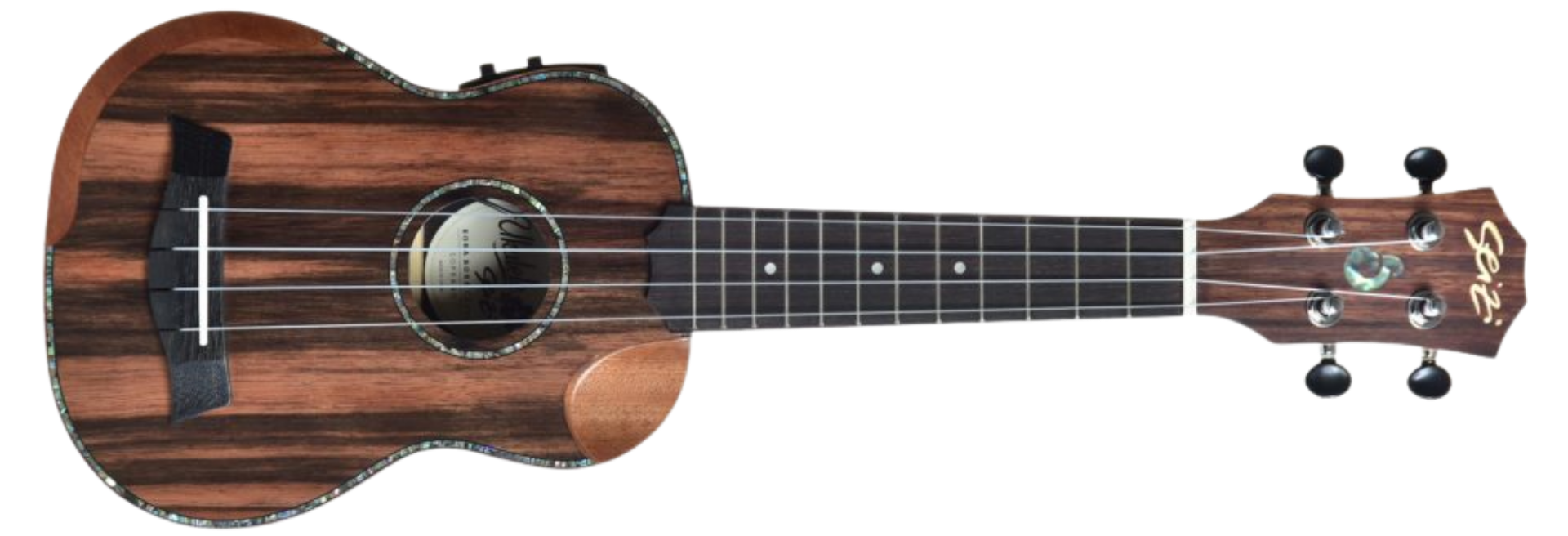 Ukulele Eletroacústico Seizi Bora Bora Crush Soprano Ebony com Bag