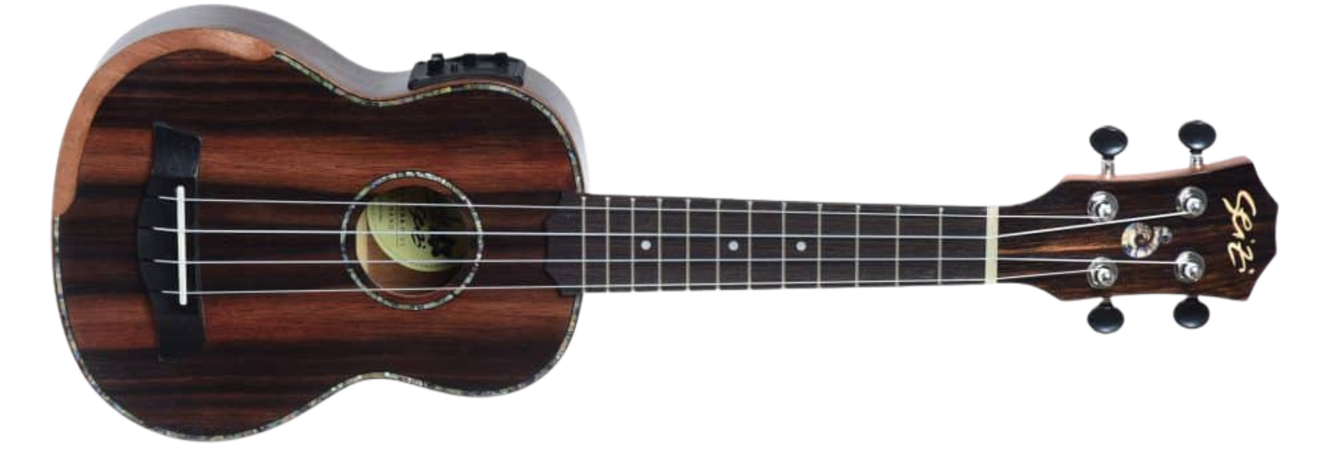 Ukulele Eletroacústico Seizi Bora Bora Plus Soprano Ebony com Bag