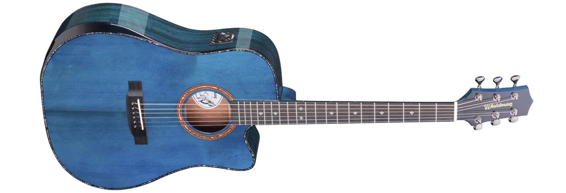 Violão Eletroacústico Aço Waldman Abadia DCEX-1841 BLB Blue com Tampo Sólido e Capa