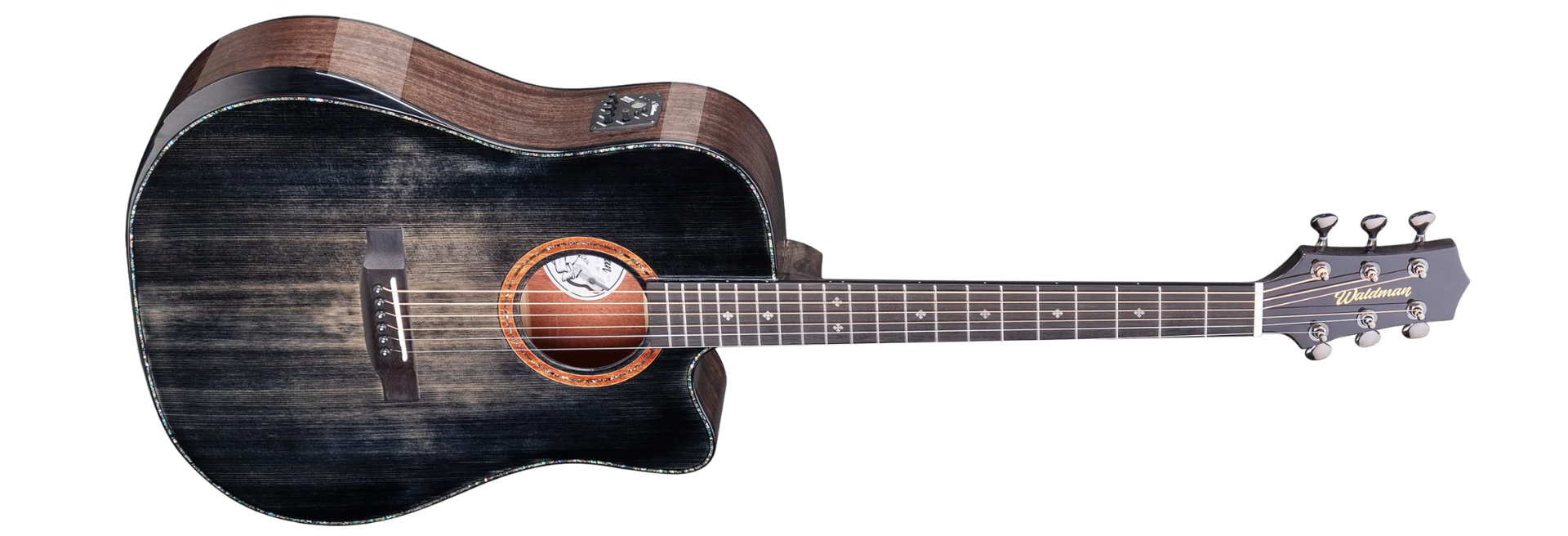 Violão Eletroacústico Aço Waldman DCEX-1841 BKB Abadia Black Burst com Tampo Sólido e Bag