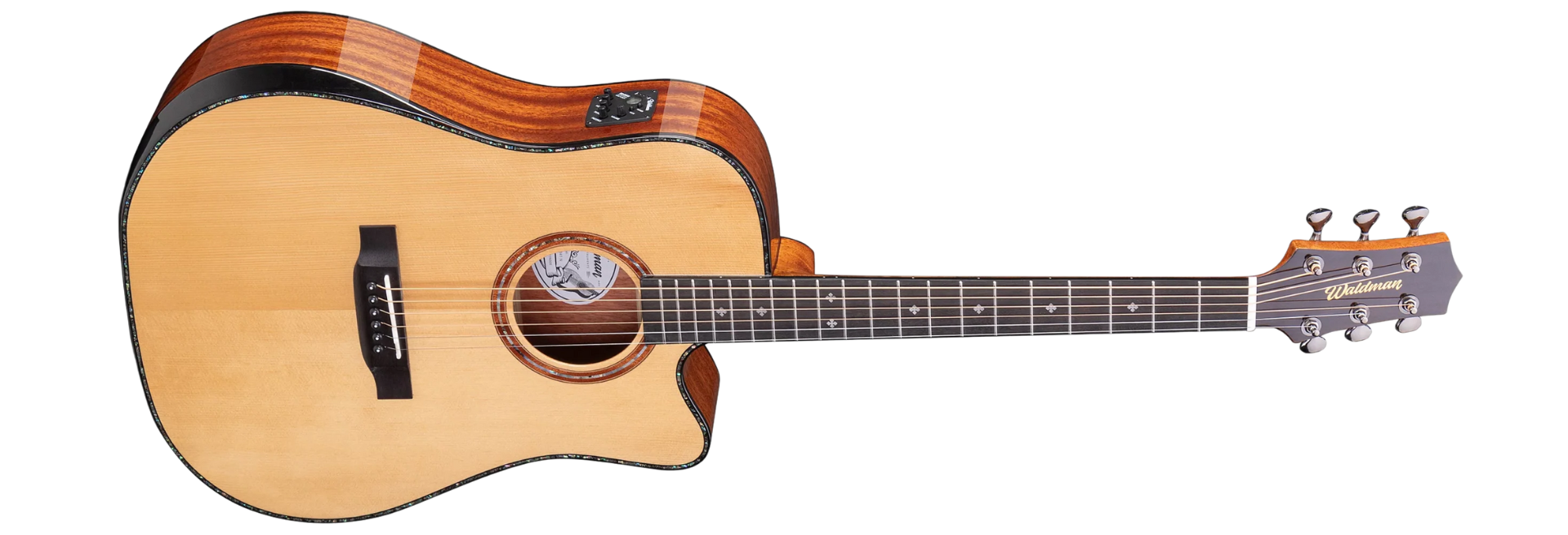 Violão Eletroacústico Aço Waldman DCEX-1841 N Abadia Natural com Tampo Sólido e Bag
