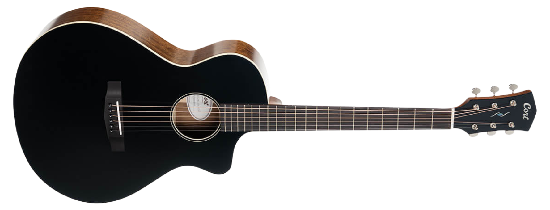 Violão Eletroacústico Cort Core-MC Ovangkol BTSG Black Top Semi Gloss Aço
