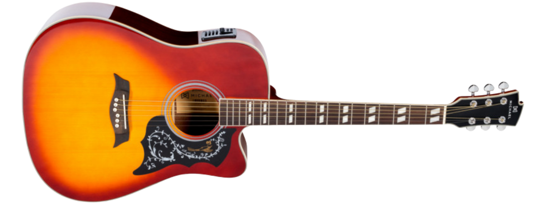 Violão Eletroacústico Michael Galaxy VM925DTC VS Vintage Sunburst Aço Folk Cutaway