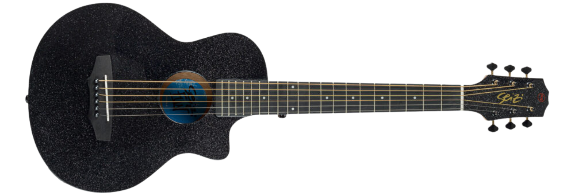 Violão Seizi Fun Panda Aço Acústico Midnight Black Sparkle