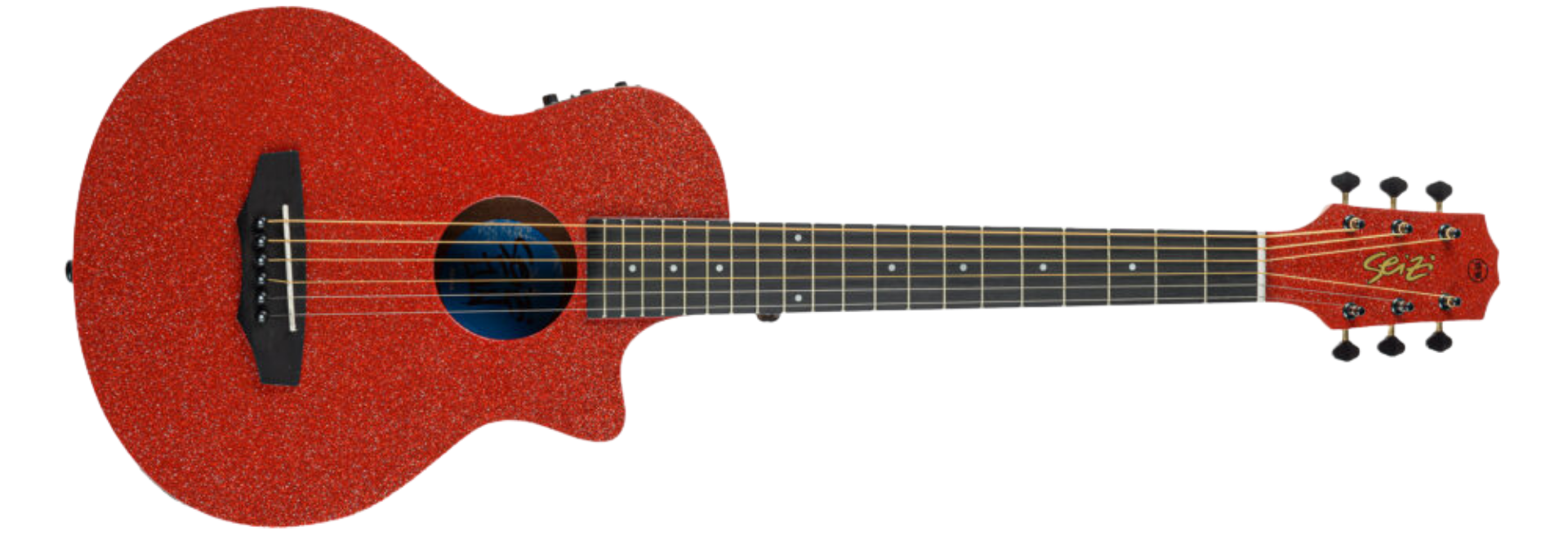 Violão Seizi Fun Panda Aço EletroAcústico Lava Red Sparkle