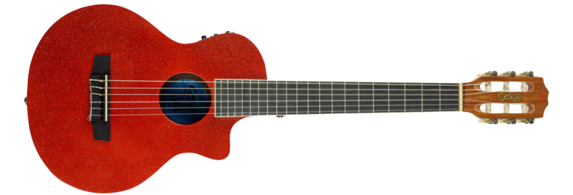 Violão Seizi Fun Panda Nylon Eletroacústico Lava Red Sparkle