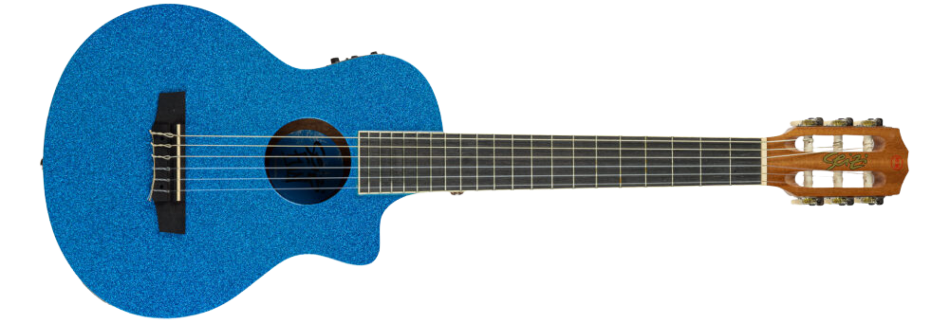Violão Seizi Fun Panda Nylon Eletroacústico Royal Blue Sparkle