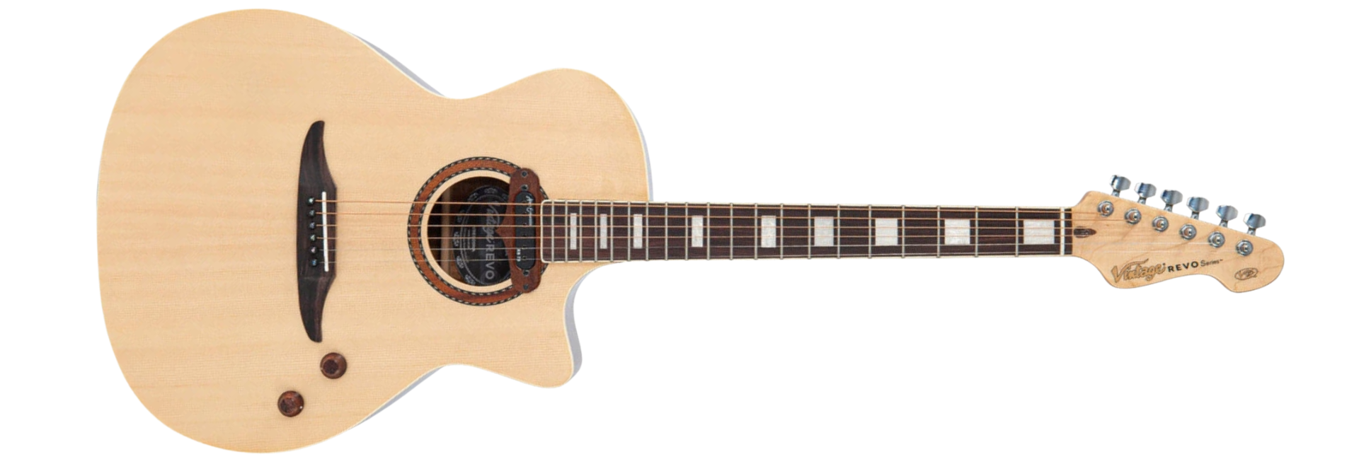 Violão Eletroacústico Aço Vintage VRE-900 NA Revo Elektra Natural Spruce