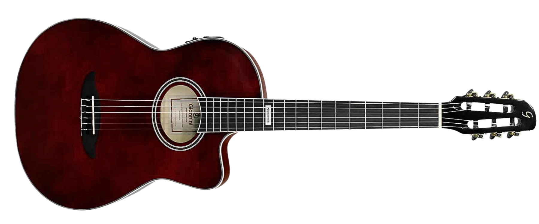 Violão Nylon Eletroacústico Giannini Performance GNF-3 CEQ TDW Translucent Dark Wine